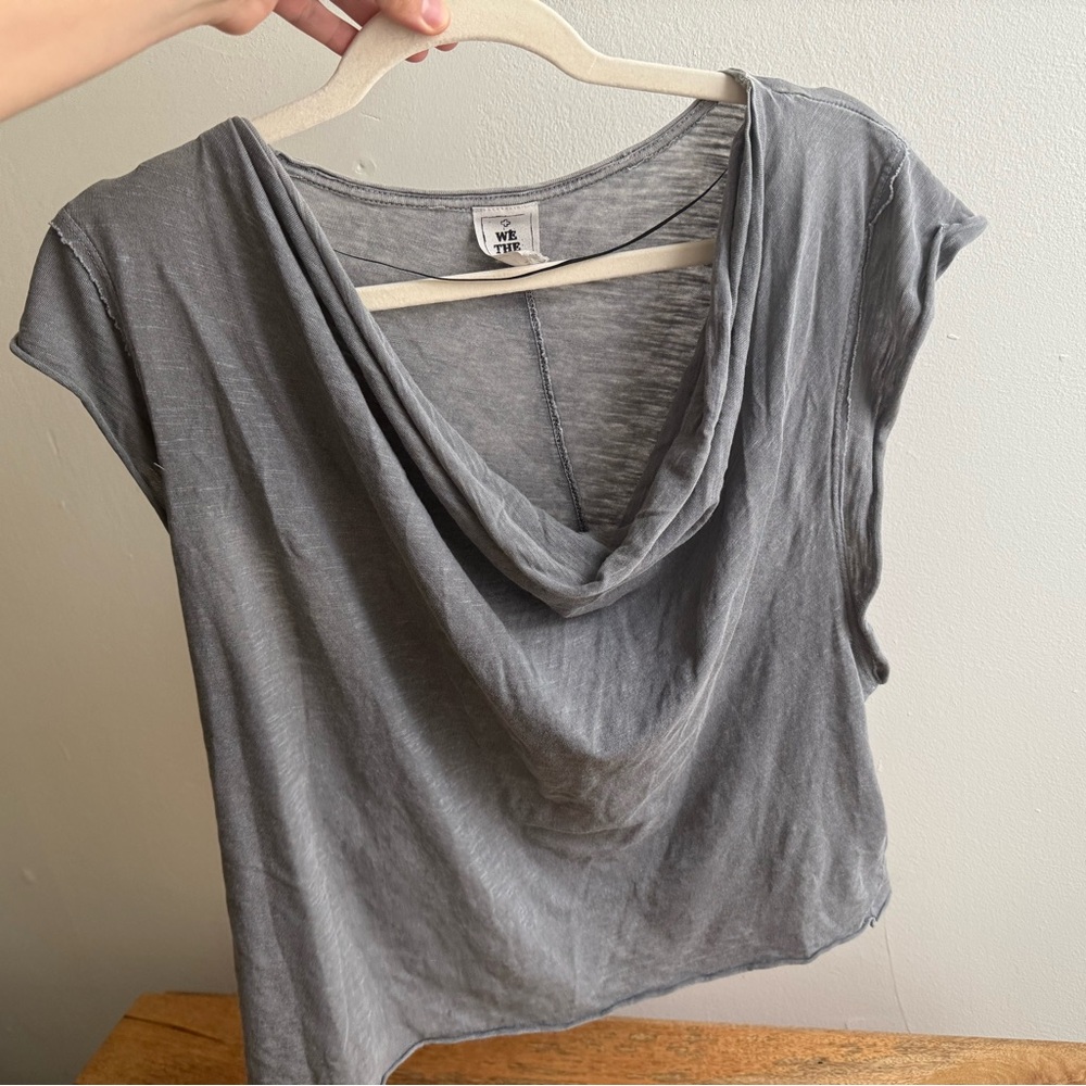Free People Gray Women's Drape Neck Cotton Top